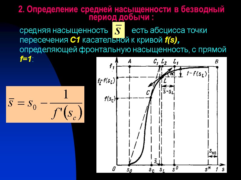 2. Определение средней насыщенности в безводный период добычи :     средняя